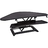 Amazon Basics Adjustable Standing Corner Desk Attachment for Computer Monitor and Keyboard, Black