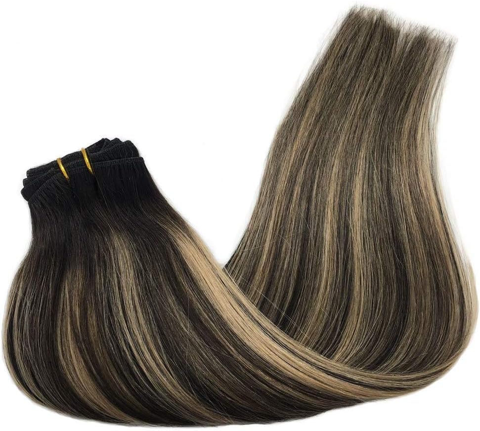 GOO GOO Clip in Human Hair Extensions, 24inch 120g 7pcs, Hair Extensions Clip in, 1B/19/1B Balayage Black to Light Blonde - Image 3