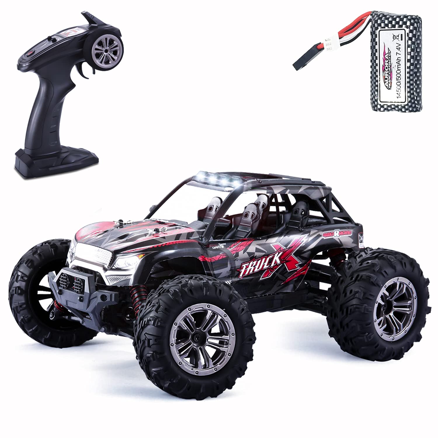 GoStock Remote Control Car, 4WD RC Car 36km/h High Speed Off-Road Monster Truck 1:16 Electric Racing Car 2.4Ghz RC Buggy Desert Crawler Car Radio Controlled Hobby Car