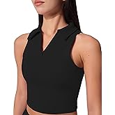 AugIris Womens Golf Shirt Sleeveless Polo Collared Tennis Shirts for Women Athletic Workout Cropped Tank Tops
