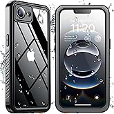 SPIDERCASE for iPhone 16e Case Waterproof,Built-in Screen & Camera Lens Protector[IP68 Underwater] Full Body Protection Phone Case for iPhone 16e 6.1'', Black/Clear