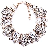 Zthread Bib Statement Necklace Colorful Glass Crystal Collar Choker Necklace for Women Fashion Accessories
