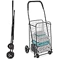 DMI Utility Cart with Wheels to be used for Shopping, Grocery, Laundry and Stair Climber Cart, Weighs 7.5 Pounds but holds up to 90 Pounds, Compact and Foldable, Black
