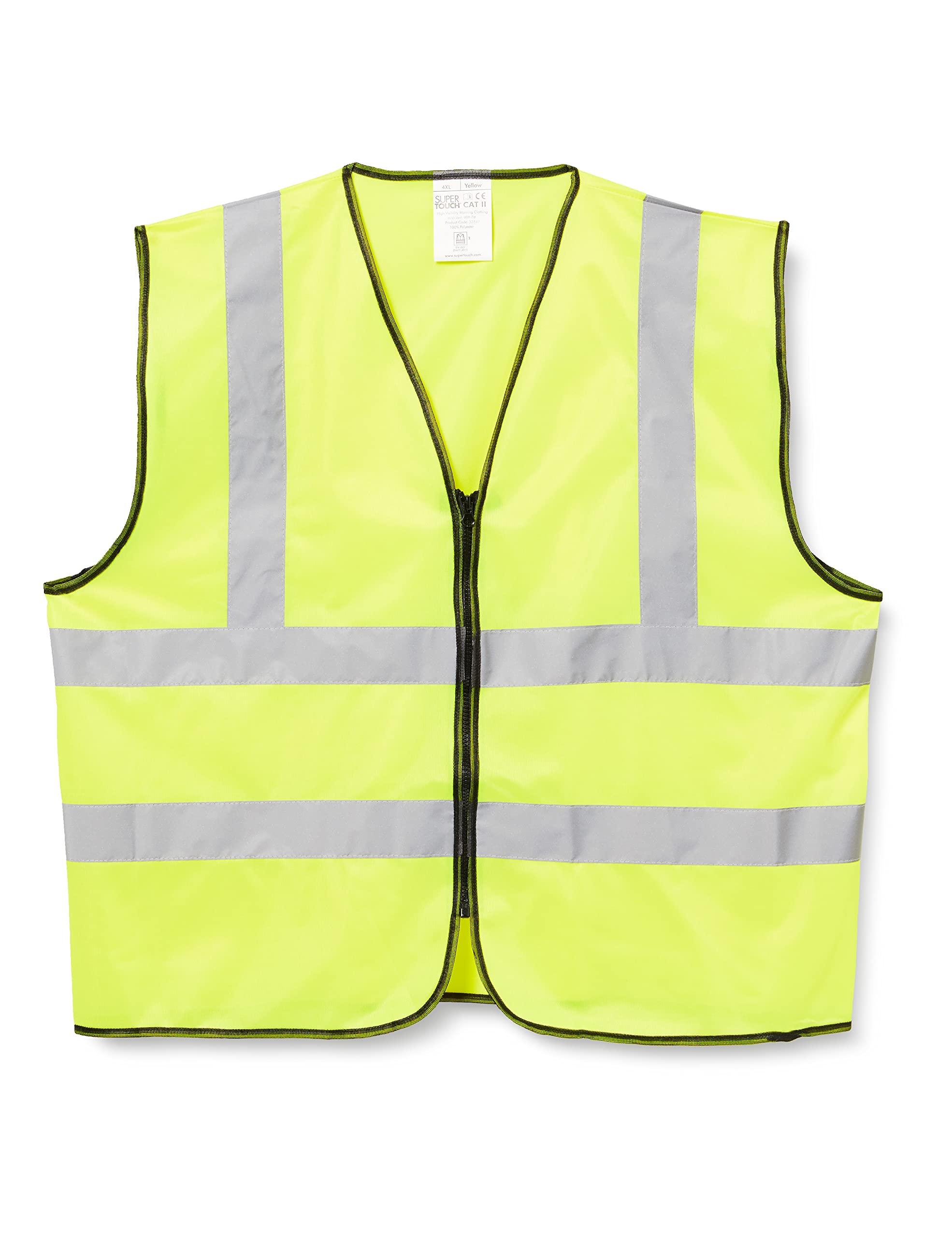 Supertouch 32343 Zipped Hi Vis Vest, Large, Yellow
