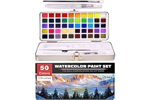 Dynta Watercolor Paint Set - 50 Vibrant Colors with Palette, Brush, and Water Brush Pen, Portable Painting Pigments for Artists, Kids, and Professionals