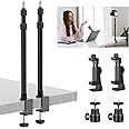 2 Pack Camera Desk Mount with 1/4" 3/8" Screws Ball Head Camera,17-41" Desk Camera Mount, Adjustable Aluminum Desktop Light Stand, for DSLR Camera, Ring Light