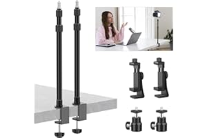 ALTSON 2 Pack Desk Mount with 1/4" & 3/8" Screws, Ball Head, 17-41" Adjustable Aluminum Stand, for DSLR & Ring Light