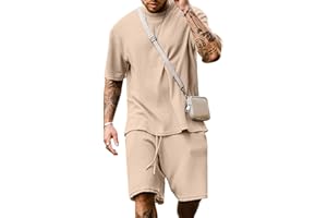 Babioboa Men's Short Sleeve Tracksuit Summer T Shirt & Shorts set 2 Pockets Oversize Two Piece Casual Daily Duty-off