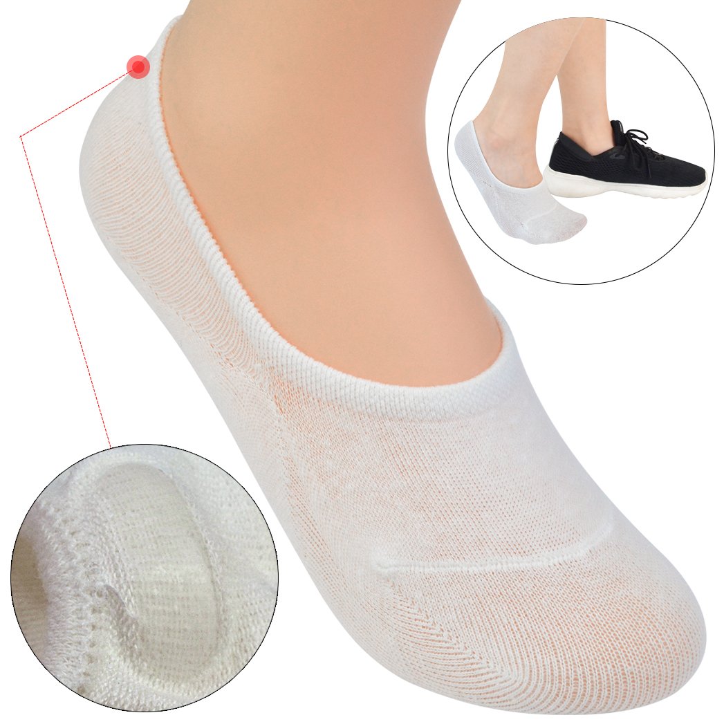 Miayon 12 Pairs Women Casual Socks Low Cut Invisible Socks Pure Cotton Anti-Sliped Boat Socks for Women