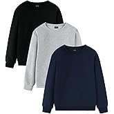 Little Beauty 3 Pack Boys Long Sleeve Shirts Cotton Crewneck Sweatshirts Soft Pullover Tops for Kids