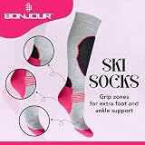 Bonjour 4 Pairs Ladies Ski Socks High Performance Long Thermal UK 4-7 view 4