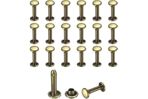 uxcell 50 Sets Leather Rivets, 6mm Double Cap Rivets, 12mm Height Tubular Metal Studs for Leather Craft Repair and Decoration