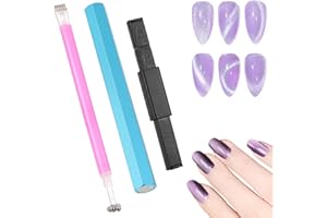 AOZUO 3 Pcs Cat Eye Magnet Tool, Double-Head Nail Magnetic Pen Hexagonal Magnet Stick 3D Gel Polish Nail Art Wand for Nail Art Salon Studio DIY Design Manicure Accessories Tool(Blue)
