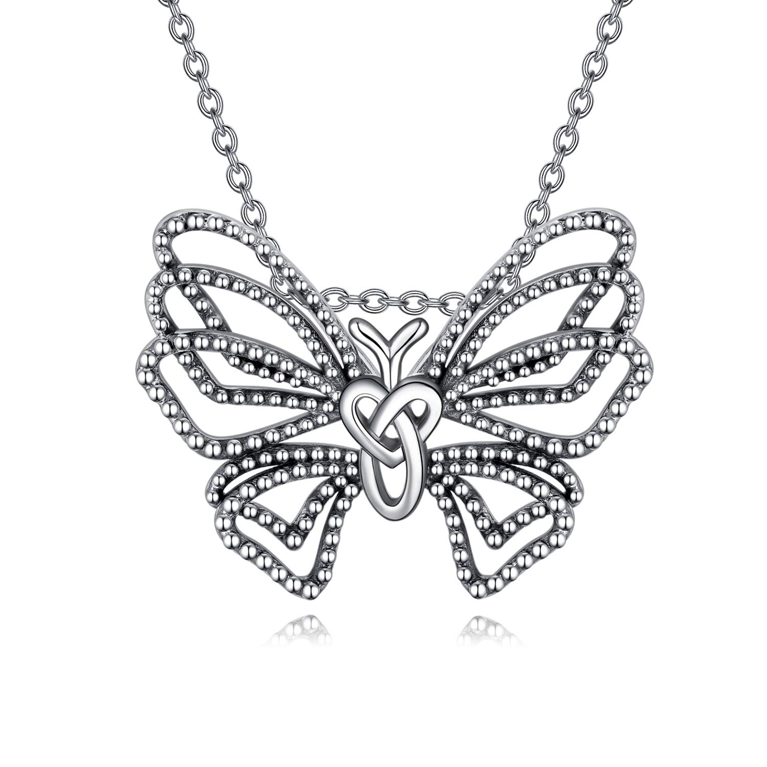 VENACOLY Butterfly Necklace Sterling Silver Celtic Knot Pendant Butterfly Mother's Day Jewellery Birthday for Women