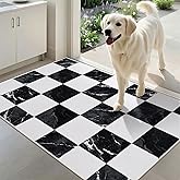 Yinhua Checkered Rug 2x3, Black and White Entryway Rug Washable Area Rugs for Entryway, Classic Geometric Non Slip Door Mat Soft Low Pile Throw Rugs Marble Small Carpet for Foyer Porch Doorway Bedside