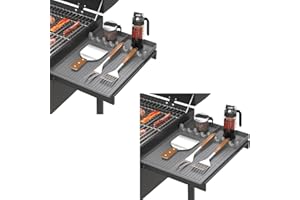 Bolycen Silicone Griddle Tool Mat Compatible with Blackstone Weber - Flat Top Grill Pellet Smoker Side Shelf Spatula Mat with Drip Pad - Gifts for Men BBQ Grilling Accessories (Grey-2Pcs)
