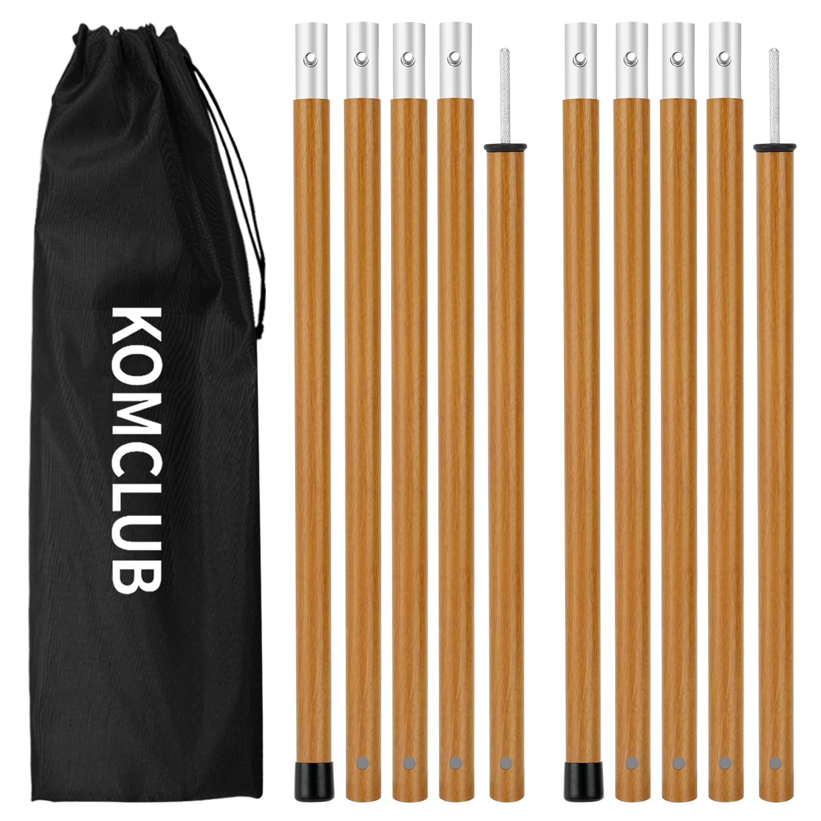 KOMCLUB Tent Poles Tarp Poles, 5-Section Telescoping Aluminum Rods for Tent Fly and Tarps, Lightweight Replacement Adjustable Tent Poles for Outdoor Sport Camping 78Inch — image 1