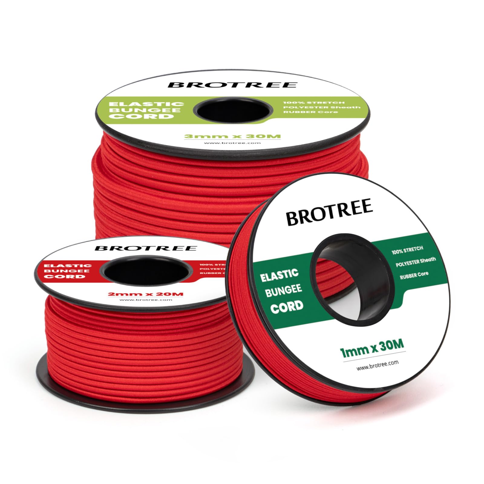 Brotree Elastic Cord Bungee Cord 3mm x 20m Elastic String Rope for DIY, Crafts, Sewing, Beading, Jewellery, Necklace, Bracelet, Tent Poles and Backpack - Red