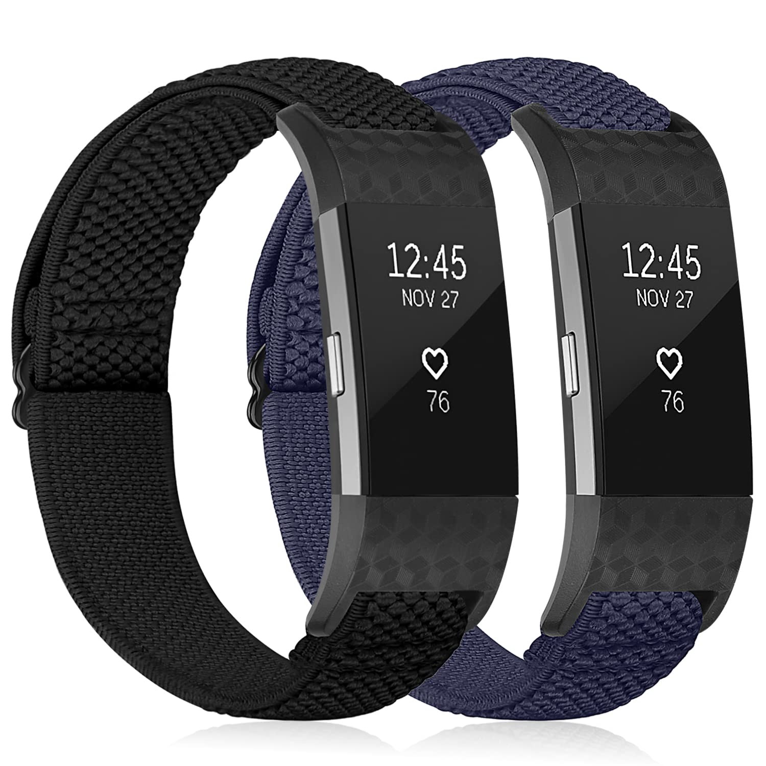 TumpCez Elastic Strap Only Compatible with Fitbit Charge 2 Strap，Adjustable Stretchy Nylon Sports Replacement Band for Men Women