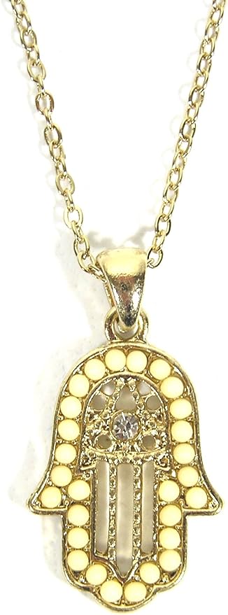 Ivory Hamsa Necklace White Hand of Miriam Evil