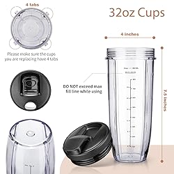Ninja Blender Cups Replacement 18 24 32 oz Cups Kit