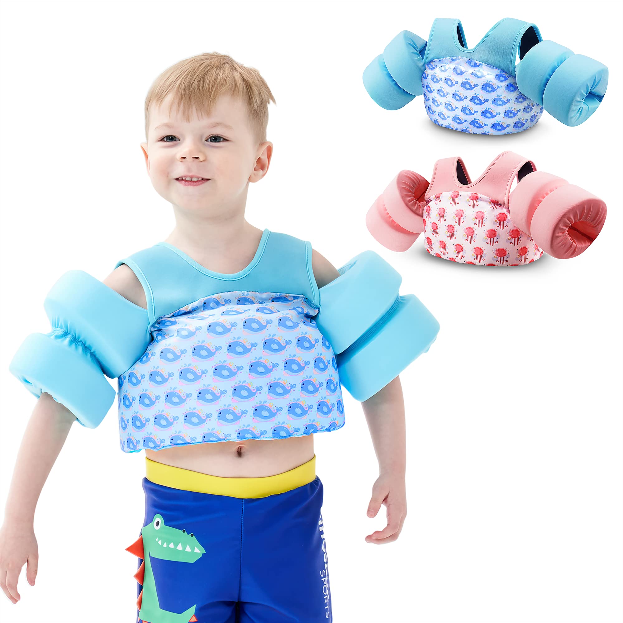 Photo 1 of COVACURE Toddler Swim Vest - Swim Float for Girls and Boys 22-66lbs, Toddler Floaties for Child Learn Swiming Training, Infant Safety Swim Aid Jacket for 2-8 Years Old (Blue)