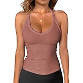 Jar of Love Workout Tank Tops for Women V Neck Racerback Cotton Ribbed Sapghetti Tank Fitted Basic Cami Tops