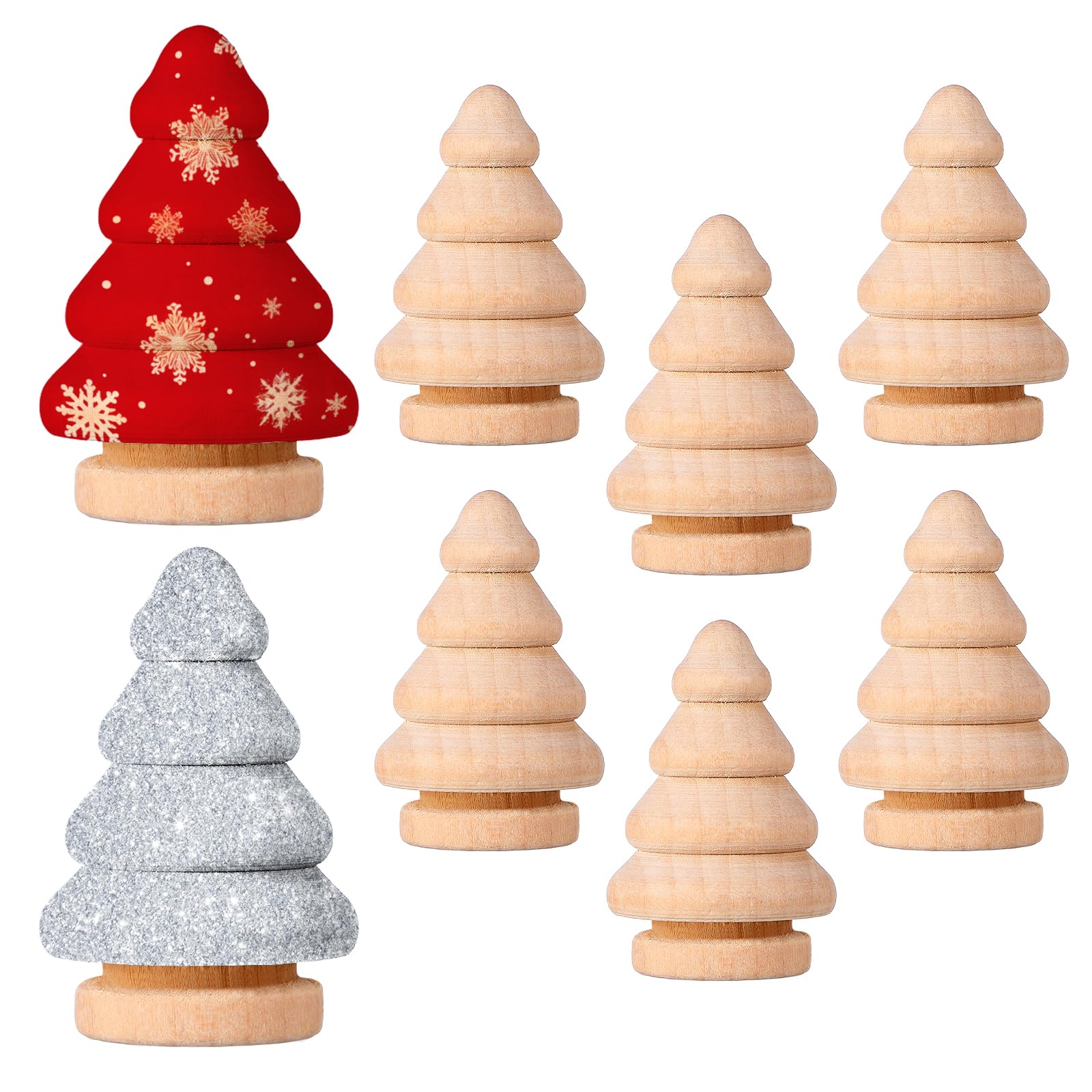 HEALLILY Unfinished Wood Christmas Tree 10Pcs Blank Wooden Peg Dolls DIY Christmas Wooden Crafts Paintable Crafts Home Decor for Creative Projects and Imaginative Playtime