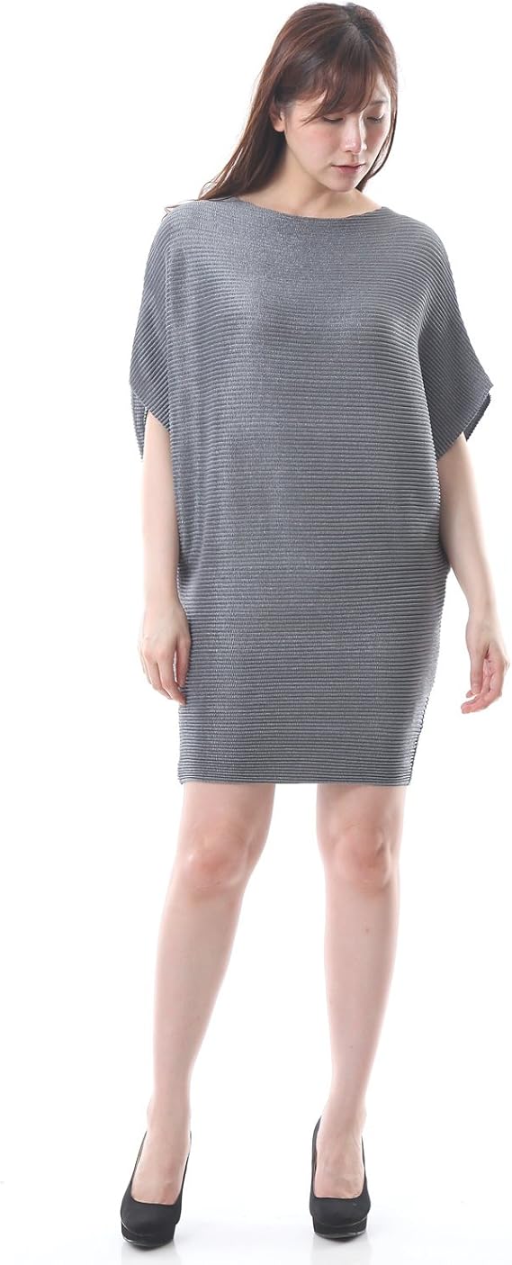Amazon Co Jp Specchio スペッチオ シャトルプリーツ 半袖 ゆったり チュニック ワンピース Free グレー 服 ファッション小物