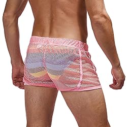 FIROTTII Mens Mesh Shorts Sexy Boxers See Through