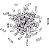 KISSITTY 100 Sets Brass Screw Twist Clasps Platinum Plated 1-1.2mm Hole Tube Fastener Cord End Caps 12x4mm for DIY Jewelry Bracelet Necklace Making