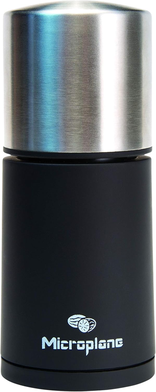 Microplane Gewürzmühle Edelstahl für Muskatnuss Zimt Tonkabohnen