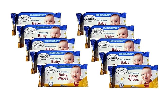 Littles Soft Cleansing Baby Wipes (80 Pieces)- Pack of 10