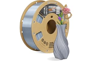 OVERTURE Silk PLA Filament 1.75mm, Clog-Free Shiny, Metallic Shine 3D Printer Filament, 1kg Spool (2.2lbs), Ideal for Cosplay Jewelry & Home Decor (Silk Silver)