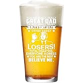 CASUVEA Xmas Dad Gift from Daughter, Gifts for Daddy from Son, Daddy Birthday Present Ideas, Good Fathers Day Presents for Papa, Trump Great-Dad Beer Glass
