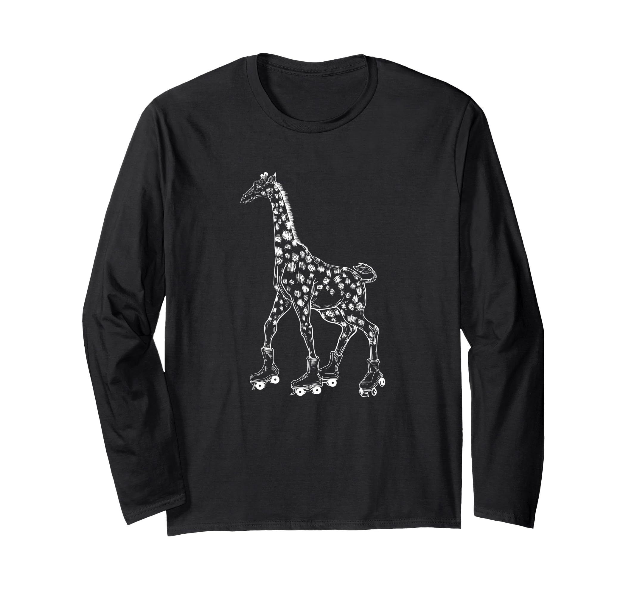 Giraffe Skating Roller Skates Derby Skater Funny Animal Long Sleeve T-Shirt