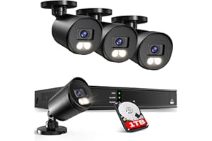 EZFIX Security Camera System Wired, H.265+ 8CH Surveillance DVR with 1TB Hard Drive and 4 x 1080p HD IP66 Outdoor CCTV Cameras, 100ft Night Vision, Smart Playback, Motion Alerts, Remote Access