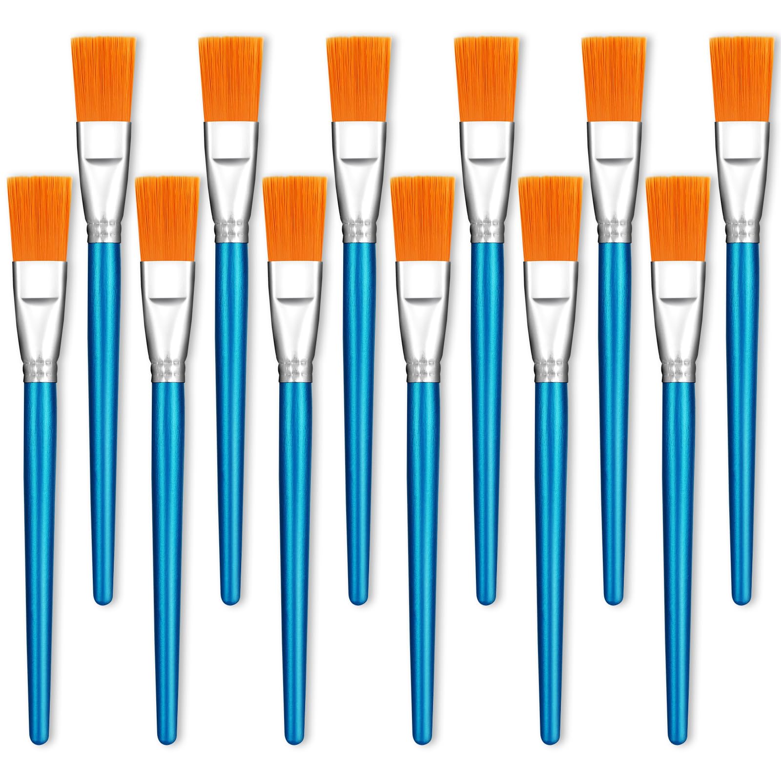 Photo 1 of 1 Inch Flat Paint Brushes for Acrylic Painting, 12 Pcs Acrylic Paint Brush Bulk, Arts Crafts Paintbrushes with Wooden Handle for Watercolor Oil Face Body Art Kids Adult Artist