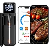 Smart Wireless Meat Thermometer,Digital Cooking Thermometer with Dual High-Accuracy Sensors,Ceramic Heat-Resistant Probe, Instant Read LCD & App Control for Kitchen,BBQ,Oven,Grill,Air Fryer