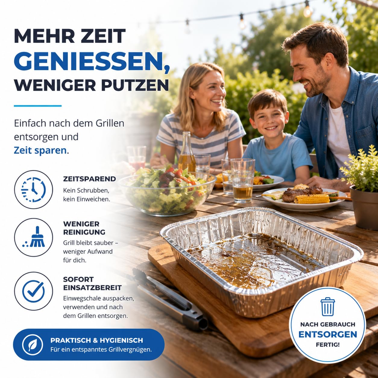 TK Gruppe Timo Klingler 20er Einwegschale 1200 ml aus Aluminium zum Grillen - Aluschale ca. 19x15x4 cm Grillschale - Fettauffangschale Gasgrill 2