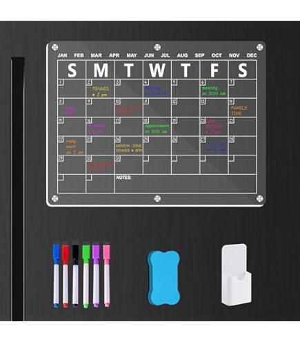KeirineCC Fridge Calendar Magnetic Dry Erase Calendar Whiteboard Calendar For Refrigerator Planners, Monthly Planner For Refrigerator - View #10