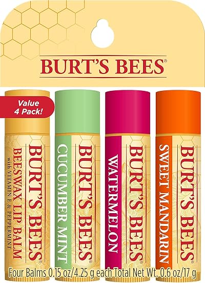 Burt's Bees Lip Balm Multipack 4x4.25g Beeswax Cucumber Mint Watermelon Mandarin
