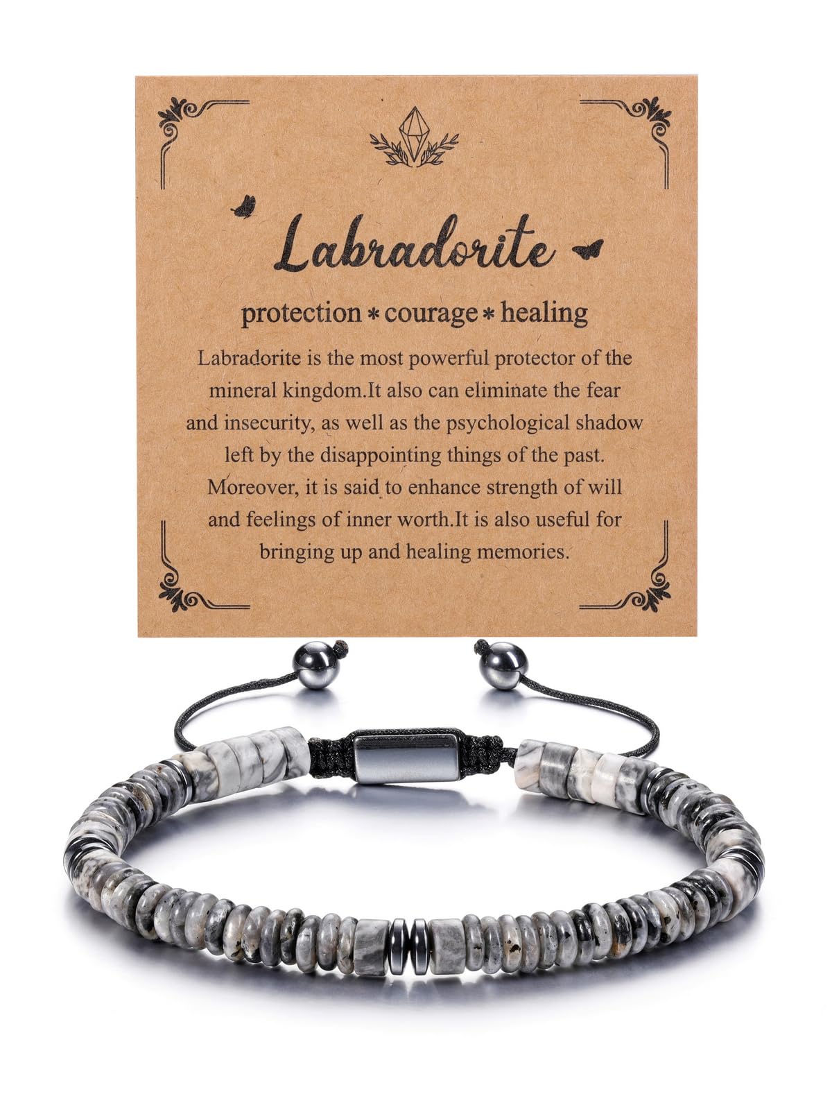 JSDDE Healing Crystals Bracelet Adjustable Labradorite Crystal Stone Bracelets for Men and Women