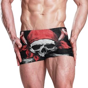 KYZSXZ Pirate Skull Men Square Leg Swim Briefs, Athletic Swimsuit Jammers Shorts Bottom-S