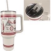 Magnolia Lane University of Alabama 40 oz Travel Tumbler with Handle Stainless Steel Insulated Thermos with Handle, Lid and Straw – Unique Decorative Bottle – For Ice Water, Coffee, or Smoothie