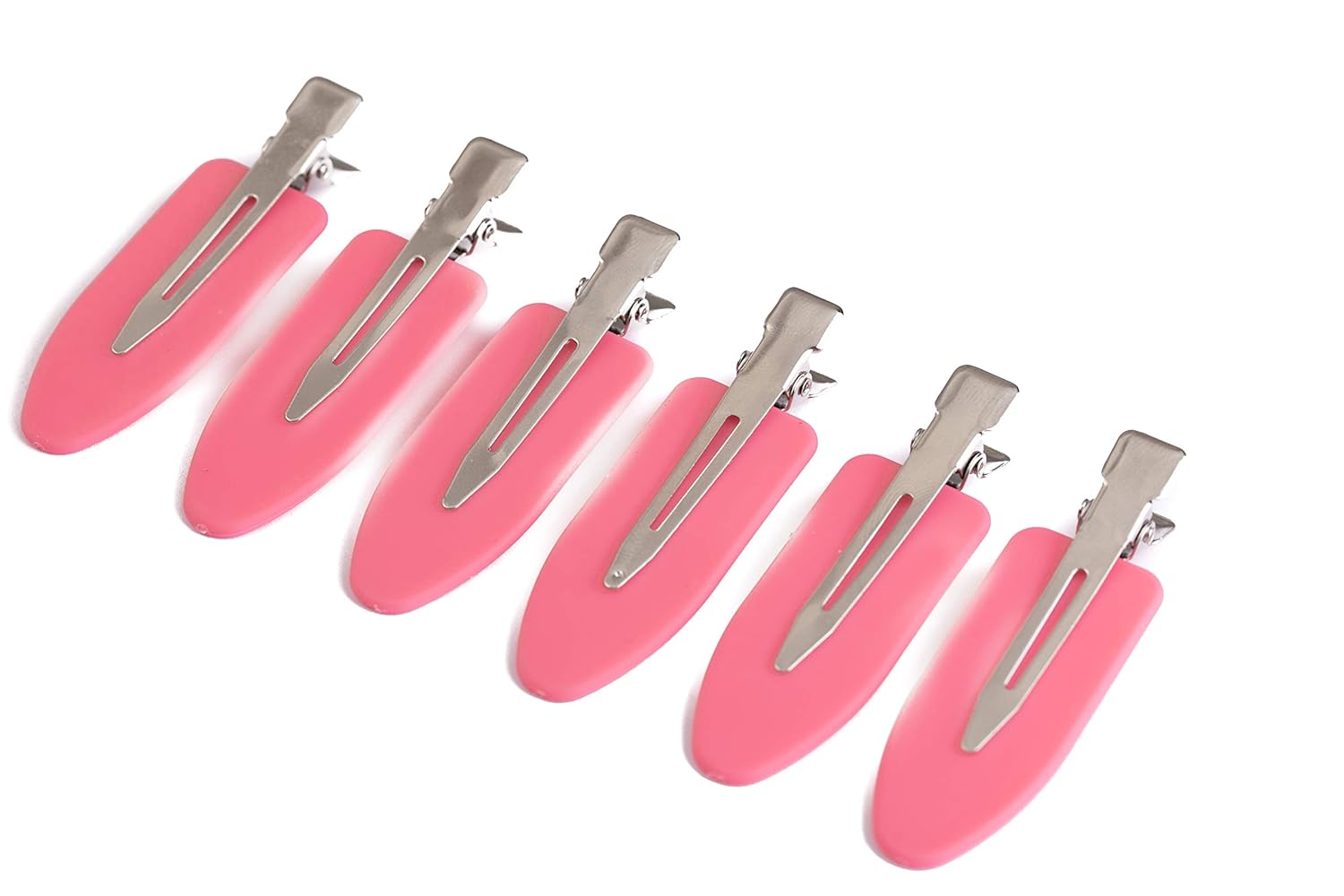 No Crease Hair Clips by A&D Innovation-Set of 6 Rubber No Bend Hair clips used by Professionals & Celebrity Stylists-Perfect for Makeup Application, Styling & Sectioning, will Not Crease or Dent Hair.