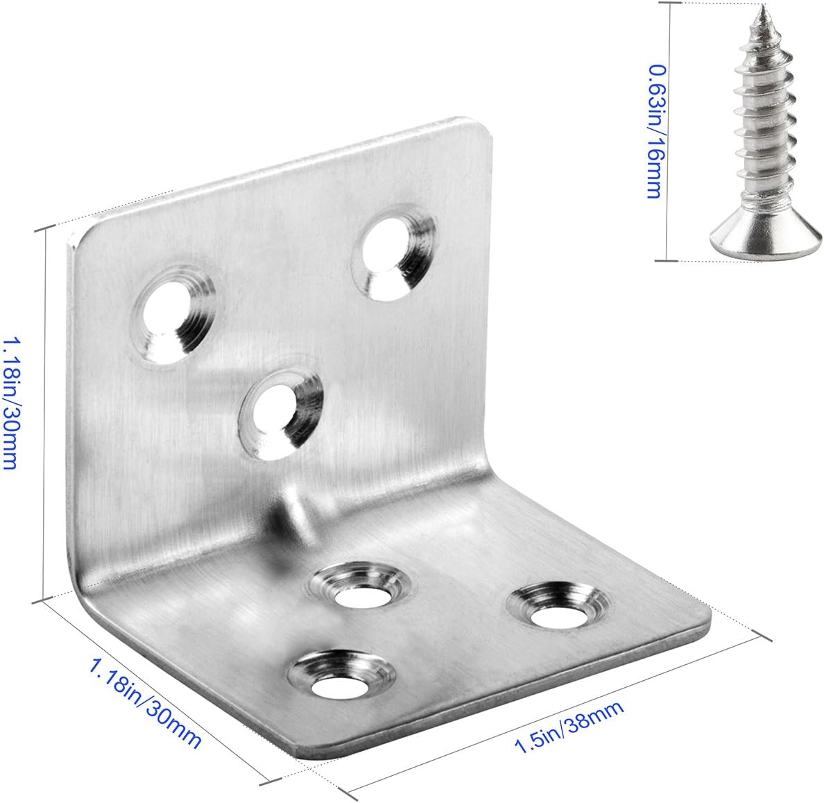 16 Packs L Bracket 30 x 30mm Corner Braces,YMAISS Stainless Steel Joint Right Angle Shelf Support Bracket with Screws: Home Improvement