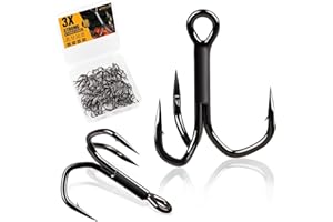 Dovesun Fishing Treble Hooks 3X Strong Professional V Triple Fishing Hooks for Saltwater Freshwater 50PCS Size #10#8#6#4#2