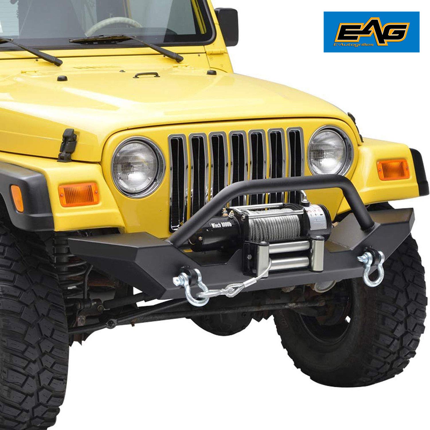 Amazon.com: EAG Front Bumper with 2x D-ring & Winch Plate for 97-06 Jeep  Wrangler TJ: Automotive
