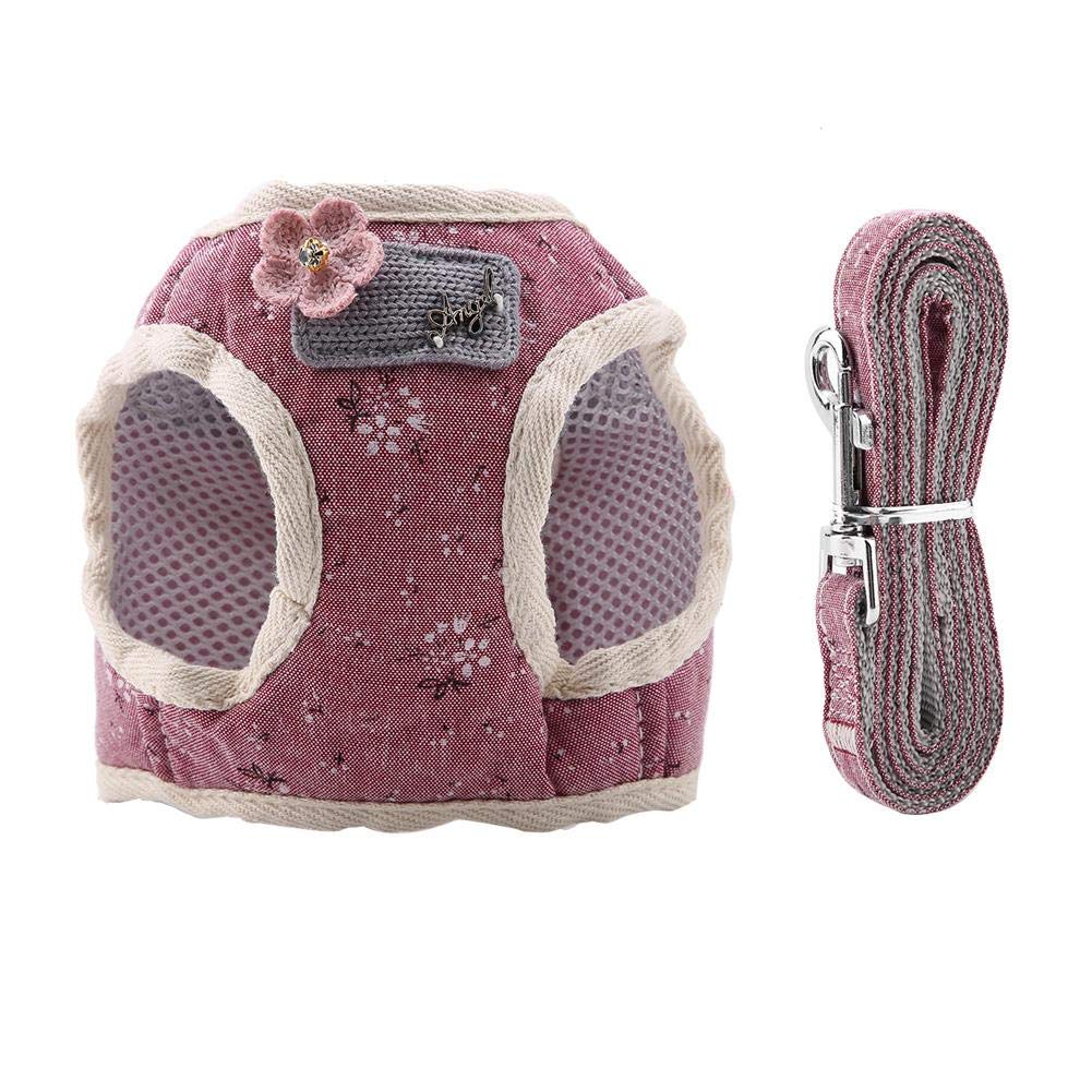 TOPINCN Dogs Vest Harness Cotton Blend Pup Training Leash Breathable Cat Dog Chest Strap With Pulling Rope Hook Loop for Small Pets (M-Red)